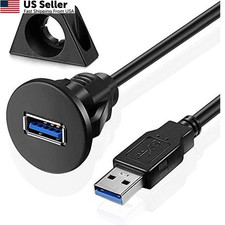 URWOOW Small USB 3.0 Male to Female AUX Flush Panel Mount 3 feet, Black  picture