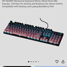 HP GK400F Wired Mechanical Keyboard 104-Key Brown Switch Metal ABS Pink picture