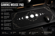 Celestial Moon Phases Desk Mat Black | 400x900mm XL Gaming Mouse Pad picture