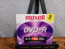 SEALED NEW Maxell 3 Pack DVD+R - Up to 16X 4.7GB Write Once Single Sided Discs picture