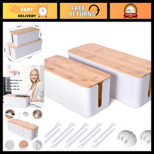 2-Pack Wooden Cable Management Box, Cord Organizer & Hideaway Storage Solution picture