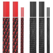 6 Roll 96ft Wire Loom Braided Cable Sleeve with 127 Pcs Tube Heat Shrinkable, Co picture