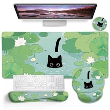 Blusabaca Black Cat Mouse Pad, Funny Cute Desk Mat Office Accessories Decor picture