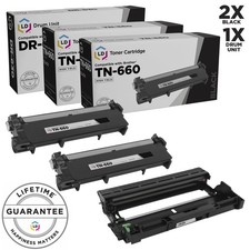 LD 3pk Comp Black Cartridge & Drum for Brother Toner TN660 DR630 HL-L2300 picture
