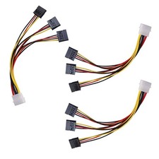 3 Pack 4Pin Molex to 3X Sata 15Pin Splitter Connector Power Supply Cable picture