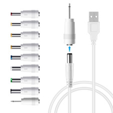DC 5V Power Cord, USB to 5V DC Power Cable Charging Cord with 9 Adapters (6.4 * picture