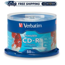 50pk Silver Inkjet Printable CD-R Discs, 700MB, Perfect for Custom Music Mixes picture