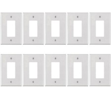 White Plastic 1-Gang Decora Style Wall Face Plate White (10 Pack) picture