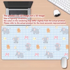 1pc Non-Slip Washable Blue Grid Gaming Desk Mat with Elephant Suitable for Off picture