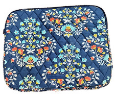 Vera Bradley Blue Floral Chandelier Quilted Padded Zip Around Tablet Case Clutch picture
