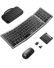 Portable Foldable Keyboard and Mouse Combo, Bluetooth×2+USB A+USB C(4 in 1) Conn picture