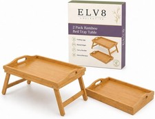 2 Pack Bamboo Bed Tray Table with Folding Legs Laptop Lap Desk for Bed picture