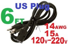Heavy Duty Power Cord 6ft 5-15P to C13 14AWG 15A 220V. Works for all AC power. picture