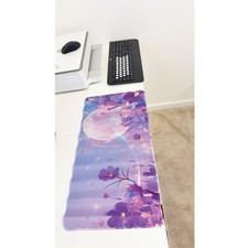 Pastel Purple Floral Large Gaming Mouse Pad 23.6