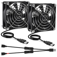2 Pack Quiet 80mm 5V USB Cooling Fans 80x25mm On/Off Switches PC Case DVR picture