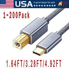USB-C to USB-B 2.0 Cable For Nylon Epson HP Canon Brother Printer Scanner Lot picture