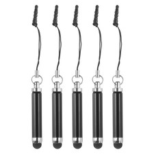 MECCANIXITY 5pcs Metallic Stylus Pen Retractable Aluminum Alloy Mini Black  picture