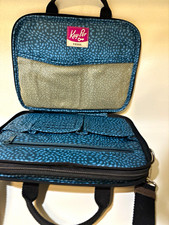 Fossil Key-Per Nylon Laptop Briefcase Shoulder Strap Zip Floral Black/Blue picture