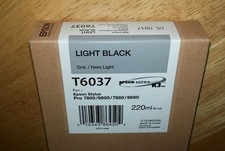 01-2025 GENUINE EPSON T6037 LIGHT BLACK 220ml INK STYLUS PRO 7800 9800 7880 9880 picture