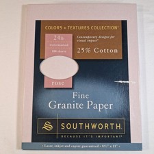 Southworth Colors + Textures Collection Fine Granite Paper Rose 24 lbs Open Box picture
