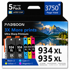 934XL 935XL 5PK BK/C/M/Y High Yield Compatible Ink for OfficeJet Pro 6230 6830 picture