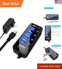 4-Port USB 3.0 Hub with Smart Charging & Individual Switches - Elegant Design picture