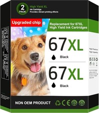 2PK 67XL Ink Cartridges Black For HP 67XL Black DeskJet 2700 2755 4155 Envy 6455 picture