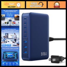 8-Port USB C Charger Block 515W GaN Fast Charging Station, Dual PD 100W for Lapt picture