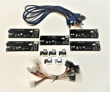 5 PCS. PCI-E 1X TO 16X RISER CARD ADAPTER. USB 3.0 & MOLEX TO SATA CABLES. picture