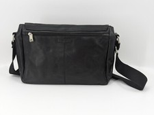 Fossil Vintage Black Leather Briefcase Messenger Computer Laptop Bag picture