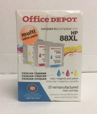 NEW OFFICE DEPOT MULTI VALUE PACK HP 88XL CYAN MAGENTA YELLOW INK CARTRIDGE 3 PK picture