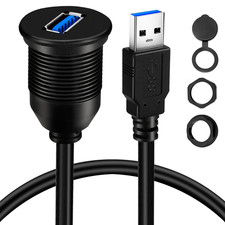 Single Port USB 3.0 Male to Female AUX Car Mount Flush Cable Waterproof Extensio picture