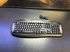 Gateway KB-0401 Wired PS/2 Multimedia Keyboard Black Silver Vintage PC picture