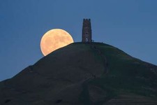 Landscape nature moon moonlight super blood night tower Custom Gaming Mat Desk picture