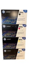 Genuine OEM Sealed Set of 4 HP Laserjet 504A CE250A Series Toner Cartridges picture