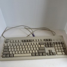 Dell QuietKey SK-8000 Wired PS/2 Keyboard Beige Grey Vintage 035KKW Rev A00 picture