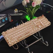 EWEADN Mechanical Keyboard 104 Keys Wired-C Typewriter Style White LED Rose Gold picture