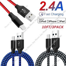 3 Pack Fast Charger Heavy Duty USB Cable 10FT For iPhone 8 XR Xs Max 11 12 13 14 picture