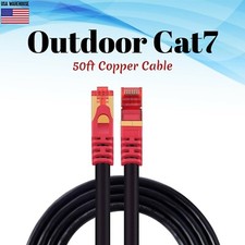 50ft Cat7 S/FTP Network Outdoor Copper Ethernet Cable RJ45 Premade Patch LAN picture