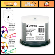 25GB Blu-ray BD-R Discs 16X Printable Hub - 50 Pack Spindle - Data Storage Media picture
