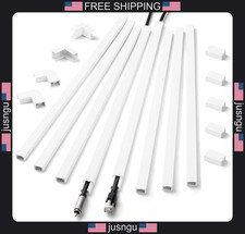 Cable Raceway Wall Cover Kit for Power and Ethernet Cables, 136in White picture