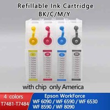 4pc/set Refill Ink Cartridge with Chip for Eps WF-6530 WF-6590 WF-8090 WF-8590 picture