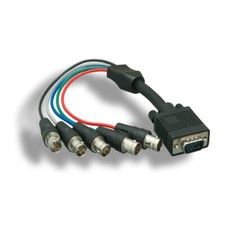 Kentek 1'ft VGA Male to 5BNC RGBHV Female Video Adapter Cord TV PC Display BLK picture