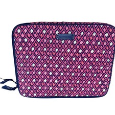 Vera Bradley Quilted Laptop Sleeve Pink Navy Blue Geometric Tech Case 14x11 picture
