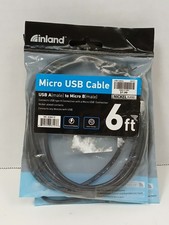 Set of 3 Inland USB-A To Micro B Cables Nickle Plated, 6ft picture