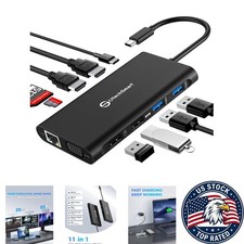 Versatile USB-C Laptop Dock with Triple Monitor Support - HDMI, VGA, & Ethernet picture