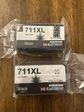 Miss Deer 711 XL High Yield Ink Cartridge 2 Pack Black Plus Bonus 711XL Cyan New picture