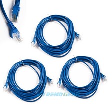 3X 50FT 15M CAT5 CAT5E RJ-45 ETHERNET LAN NETWORK PATCH CABLE BLUE CORD PC MAC picture