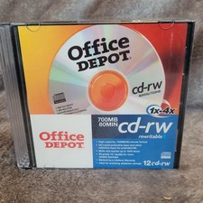 Office Depot CD-RW 12 Pack 700MB 80min 1x-4x Rewritable New Sealed Lot of 12 picture
