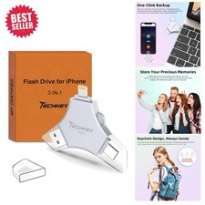 High-Speed 128GB 3-in-1 Flash Drive for iPhone, Android & PC – Wear Resistant picture